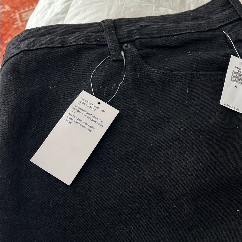 NWT Old Navy Black O.G. Straight High Rise Jeans Shorts, Pockets, Zipper Front